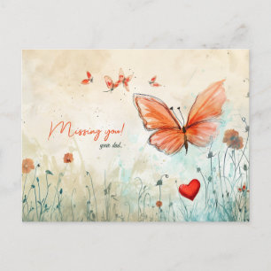 Postal Festiva Te faltan mariposa y corazón