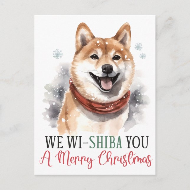 Postal Festiva Te Wi-shiba, feriado de Navidades de perros (Anverso)