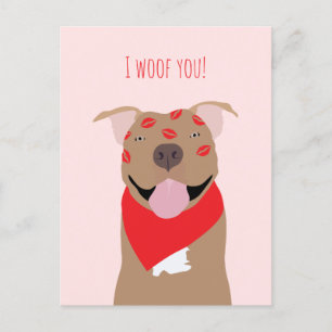 Postal Festiva Te Woof American Bulldog Kiss Marks