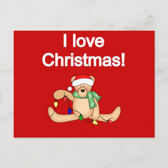 Postal Festiva Teddy Bear I Love Navidades Tshirts and Gifts (Anverso)