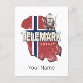 Postal Festiva Telemark Provincia de Noruega Mapa de recuerdo de 