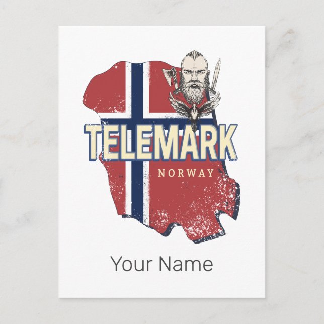 Postal Festiva Telemark Provincia de Noruega Mapa de recuerdo de  (Anverso)