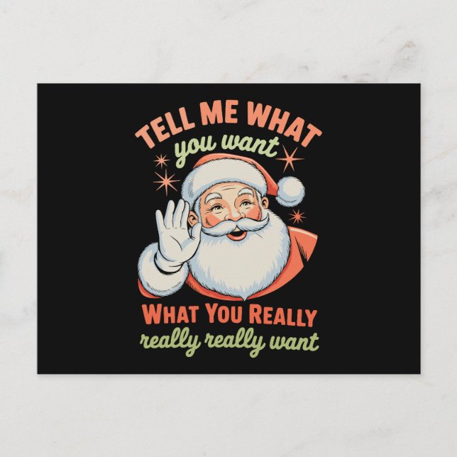Postal Festiva Tell Me What You Want Really Want Christmas Xmas  (Anverso)