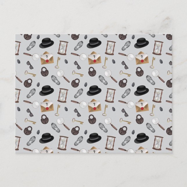 Postal Festiva Tema de detectives de agentes secretos misteriosos (Anverso)