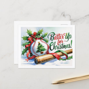 Postal Festiva Tema de los Navidades de béisbol