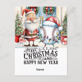 Postal Festiva Tema de los Navidades de béisbol