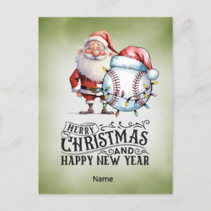 Postal Festiva Tema de los Navidades de béisbol