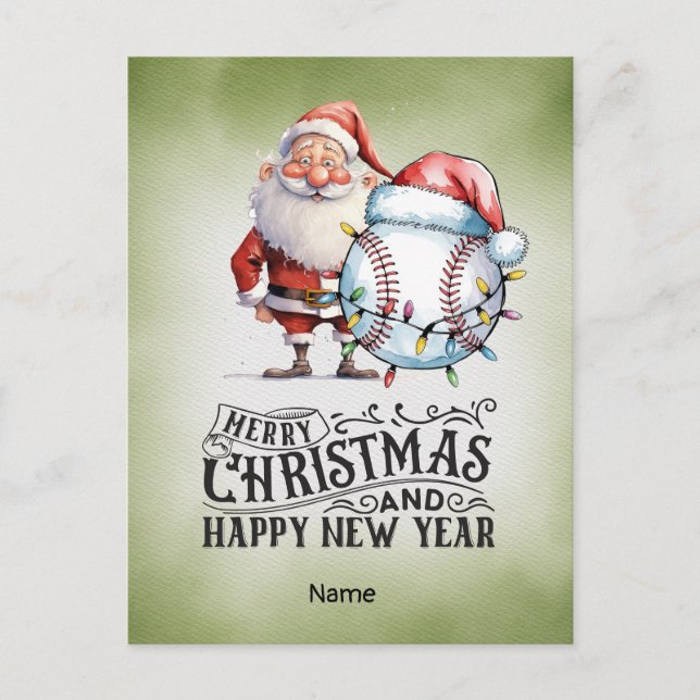Postal Festiva Tema de los Navidades de béisbol (Anverso)