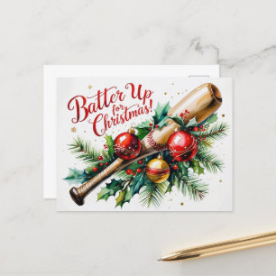 Postal Festiva Tema de los Navidades de béisbol