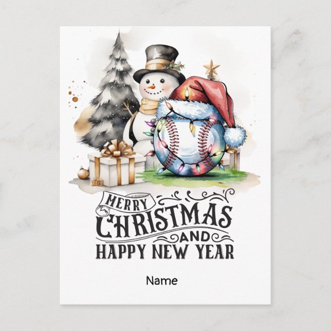 Postal Festiva Tema de los Navidades de béisbol (Anverso)
