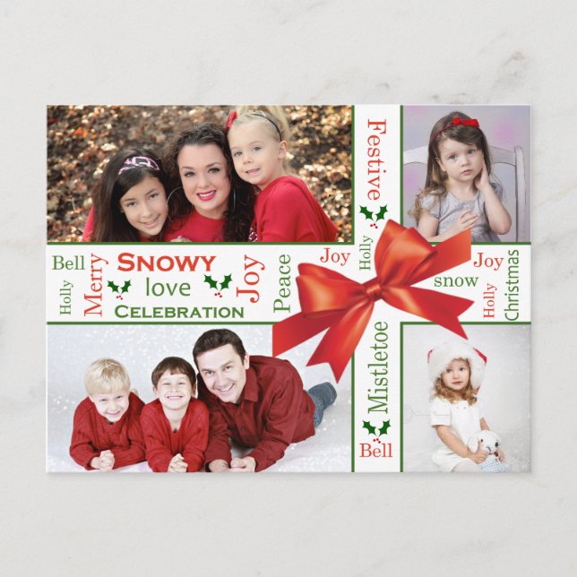 Postal Festiva Tema de los Navidades de fotografía de familia (Anverso)