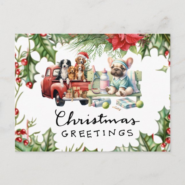 Postal Festiva Tema de los Navidades de tenis (Anverso)