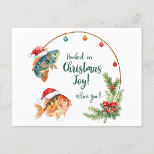 Postal Festiva Tema de los navidades para los amantes de la pesca