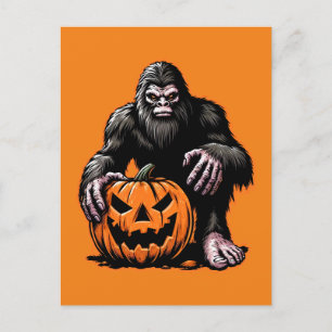Postal Festiva Temor por Calabaza de Pie Grande en Halloween