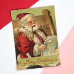 Postal Festiva Temporada antigua de Navidades de Santa Pipe<br><div class="desc">Este vintage Navidades retro temática tarjeta postal de vacaciones de invierno rojo,  verde y beige con saludos de Santa y Navidad será perfecto para su saludo de vacaciones. También puedes encontrar otros diseños en este artículo en mi tienda Zazzle.</div>