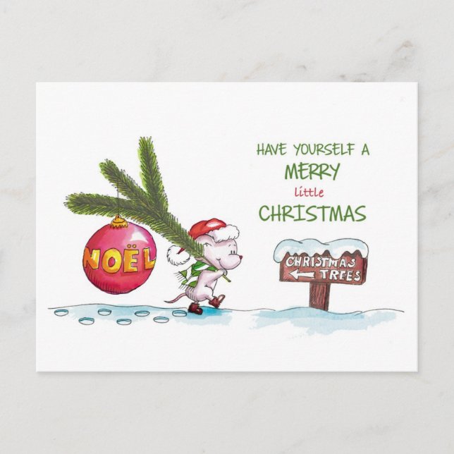 Postal Festiva Ten a ti mismo unos buenos Navidades - dibujados a (Anverso)