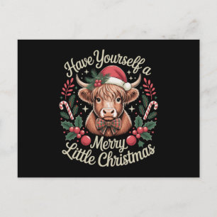 Postal Festiva Ten un Feliz pequeño Navidades Cow Xmas