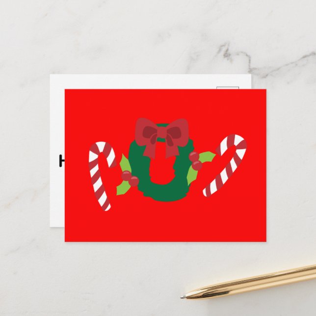 Postal Festiva Ten un feriado holly de alegría (Anverso/Reverso In Situ)