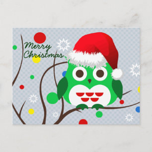 Postal Festiva Tendencia de la lechuza navideña Merry