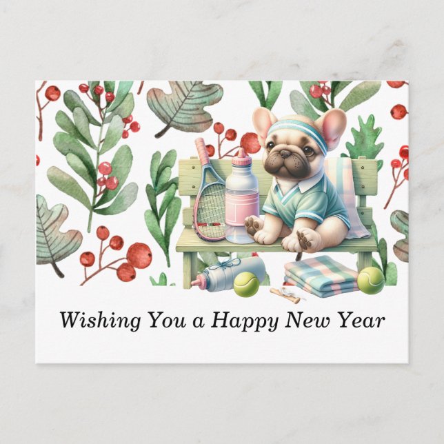 Postal Festiva Tenis te desea un feliz año nuevo (Anverso)