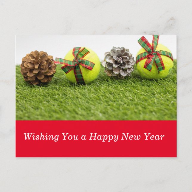 Postal Festiva Tenis te desea un feliz año nuevo (Anverso)