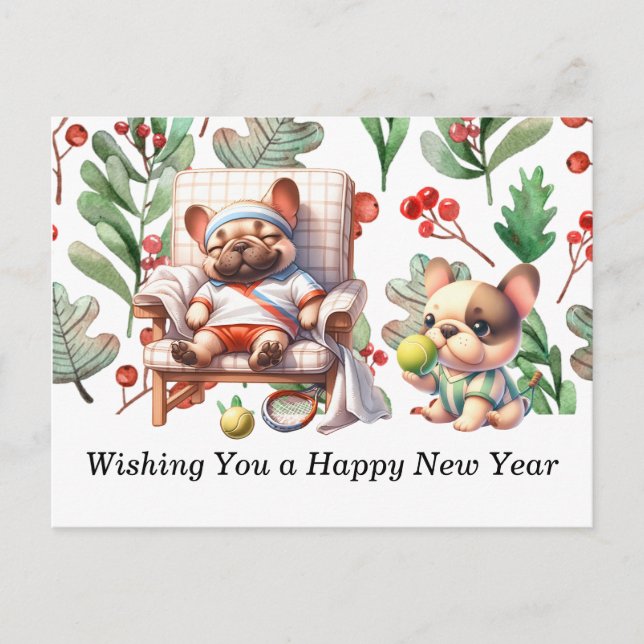 Postal Festiva Tenis te desea un feliz año nuevo (Anverso)