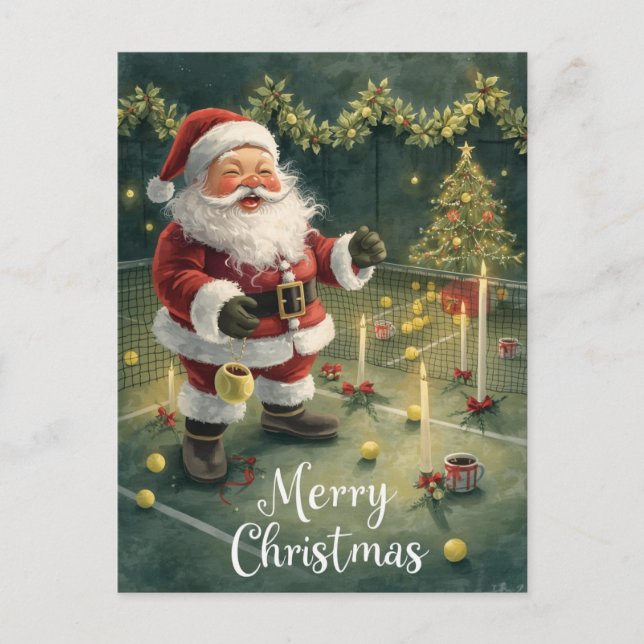 Postal Festiva Tennis  Merry Christmas  Santa Claus in the court (Anverso)
