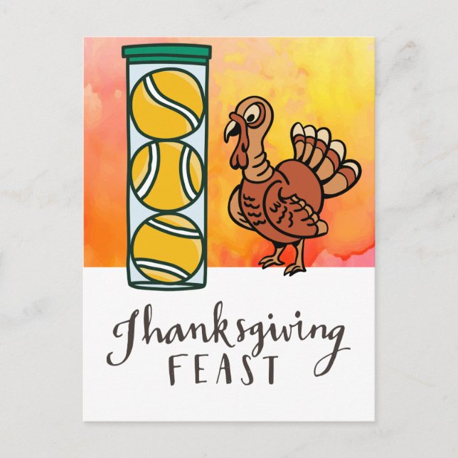 Postal Festiva Tennis Turkey personalizado gracioso de Acción de  (Anverso)