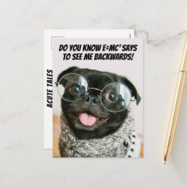 Postal Festiva Teoría divertida del animal perro pug chino lindo 