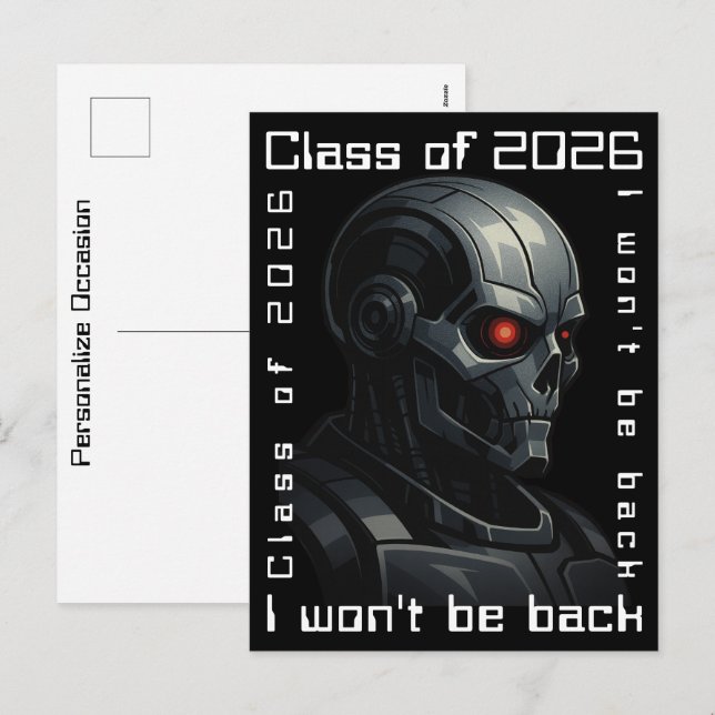 Postal Festiva Terminator Skull Graduation Class of 2026 Design (Anverso / Reverso)