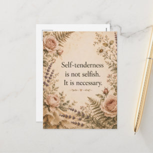Postal Festiva Ternura Propia No Egoísta Cita Floral