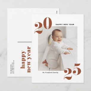 Postal Festiva Terracotta Bold Typography 2025 New Year Photo