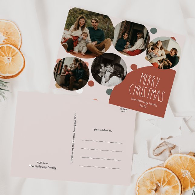 Postal Festiva Terracotta Navidades del Punto Polka del Boho Rojo (Subido por el creador)