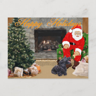 Postal Festiva Terrier Escocés Feliz & Santa