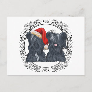 Postal Festiva Terriers de Skye Esperando a Santa