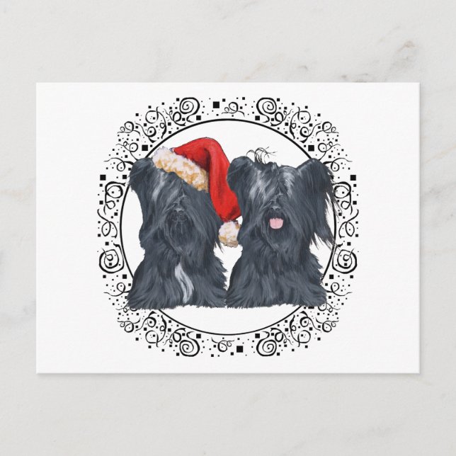 Postal Festiva Terriers de Skye Esperando a Santa (Anverso)