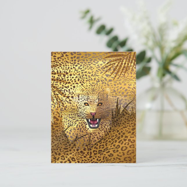 Postal Festiva Territorio leopardo 1 (Anverso de pie)