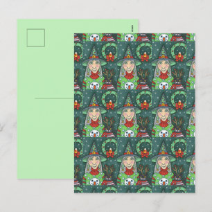 POSTAL FESTIVA TESTIGO EN SUDOR DE NOMUJER, GATO NEGRO XMAS HALLO