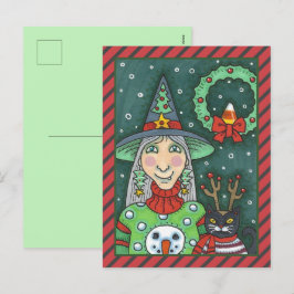 POSTAL FESTIVA TESTIGO EN SUDOR DE NOMUJER, GATO NEGRO XMAS HALLO