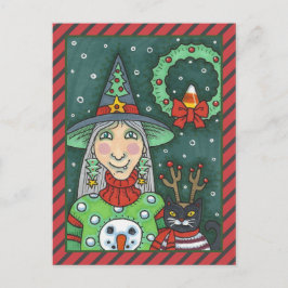 POSTAL FESTIVA TESTIGO EN SUDOR DE NOMUJER, GATO NEGRO XMAS HALLO