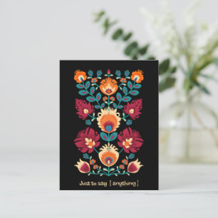 Postal Festiva Texto personalizado Marrón, verde azulado y amaril