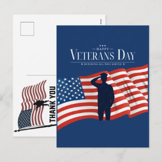 Postal Festiva Thank You Veterans American Flag Memorial Day