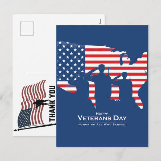 Postal Festiva Thank You Veterans American Flag Memorial Day