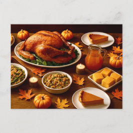 Postal Festiva Thanksgiving Feast Table Postcard