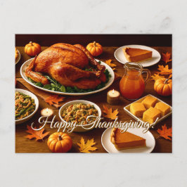 Postal Festiva Thanksgiving Feast Table Postcard