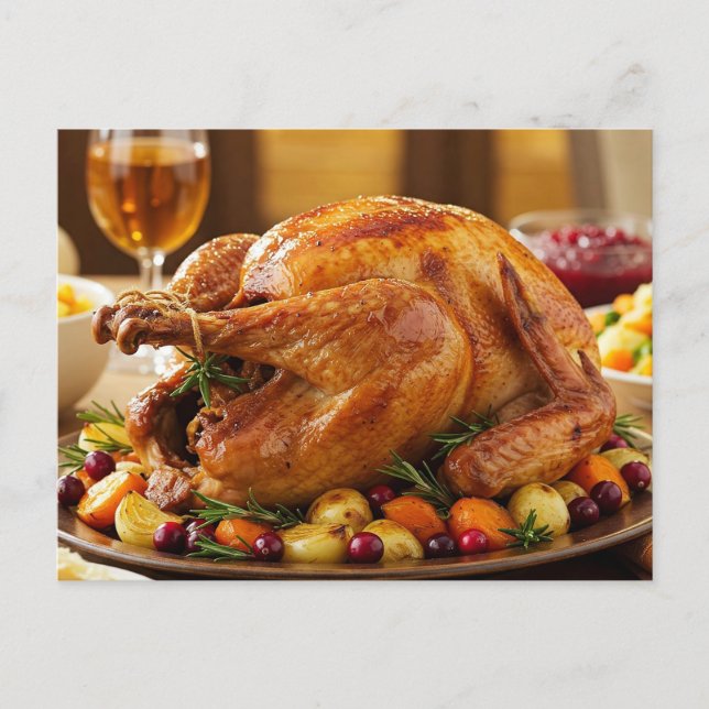 Postal Festiva Thanksgiving Turkey Postcard Cozy Holiday Dinner (Anverso)