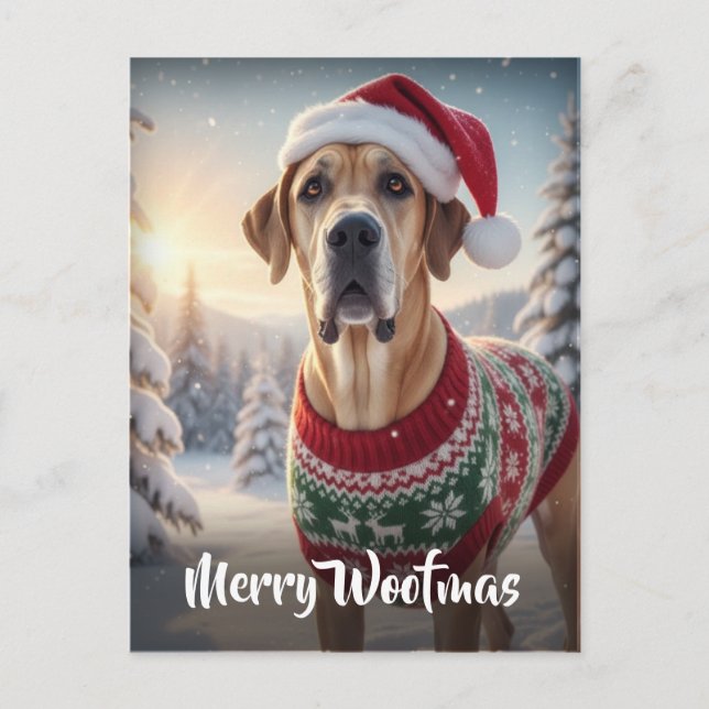Postal Festiva The Great Dane Dog Merry Woofmas  (Anverso)
