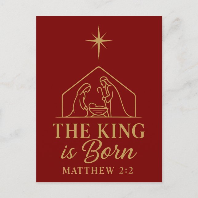 Postal Festiva The King Is Born Nativity Christmas Design (Anverso)