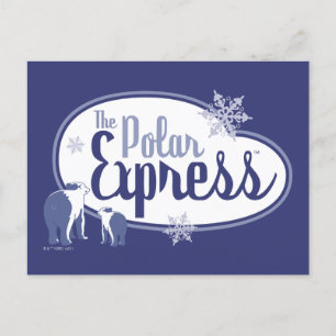 Postal Festiva The Polar Express   Gráfico Retro de Osos Polares