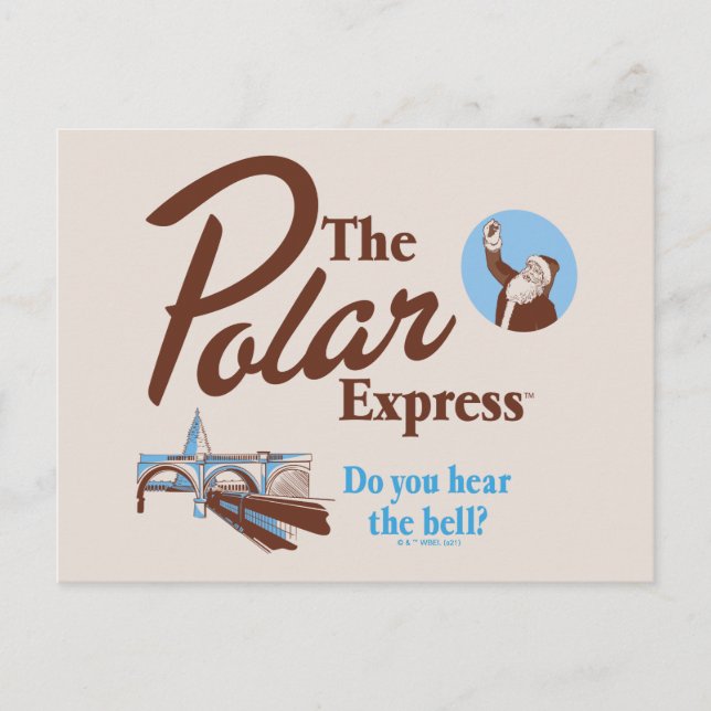 Postal Festiva The Polar Express | "¿Oyes la campana?" Retro (Anverso)